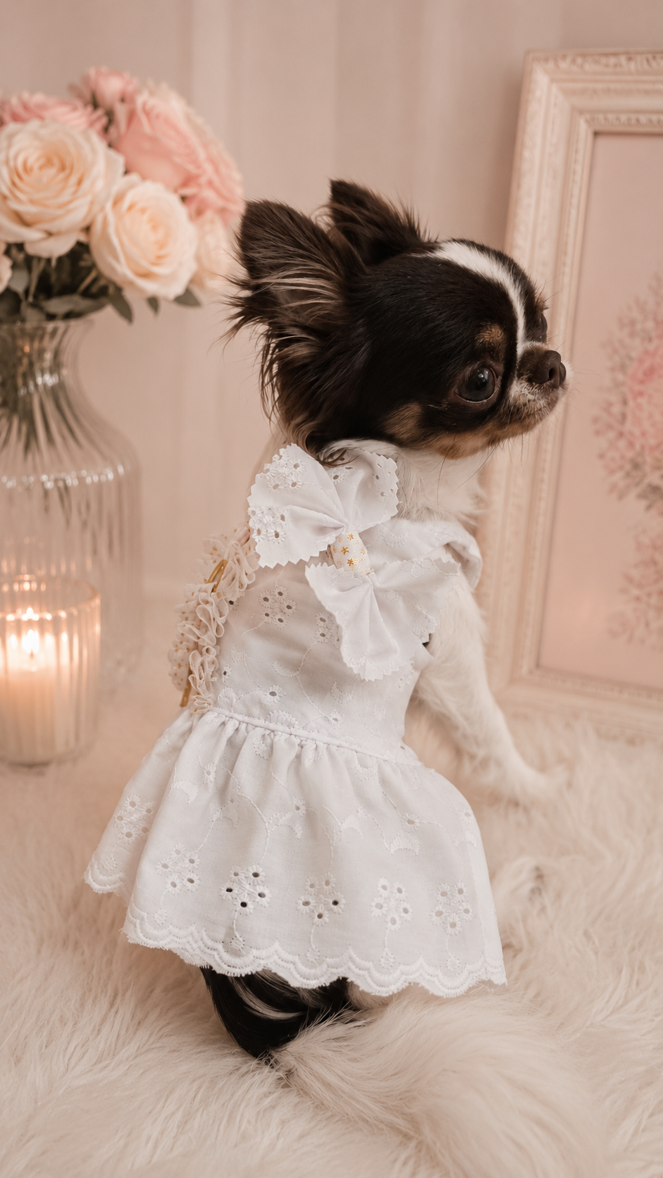 abitino per chihuahua in san gallo bianco e tulle 