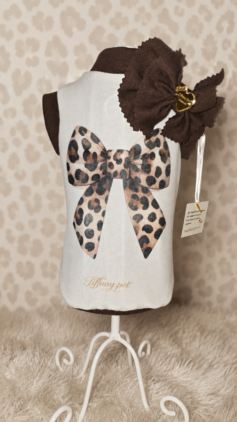 ✨ Magliettina “Fiocchettiamo Leopard” in Angoretta – Tiffany Pet ✨ taglia s